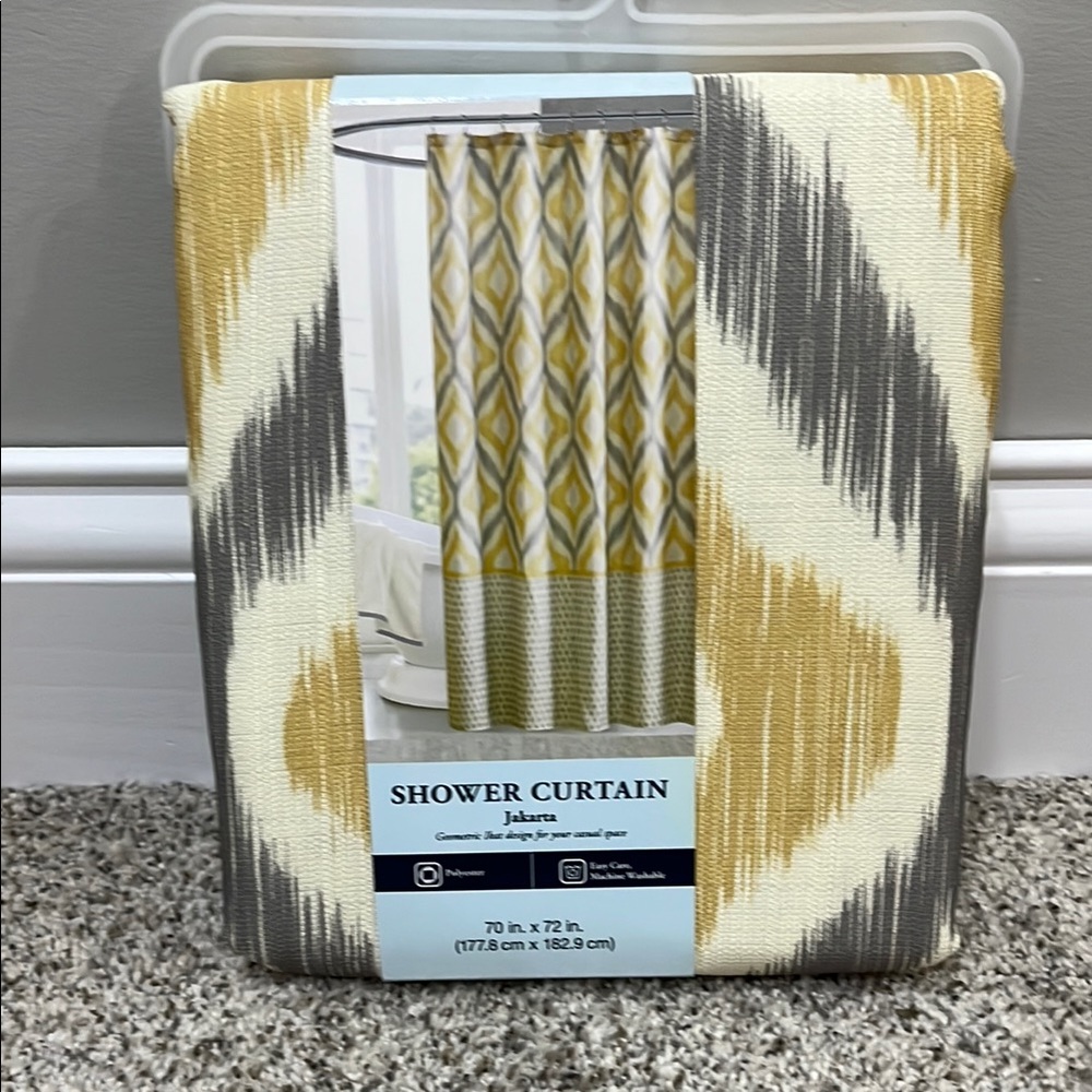Yellow and Gray Shower Curtain